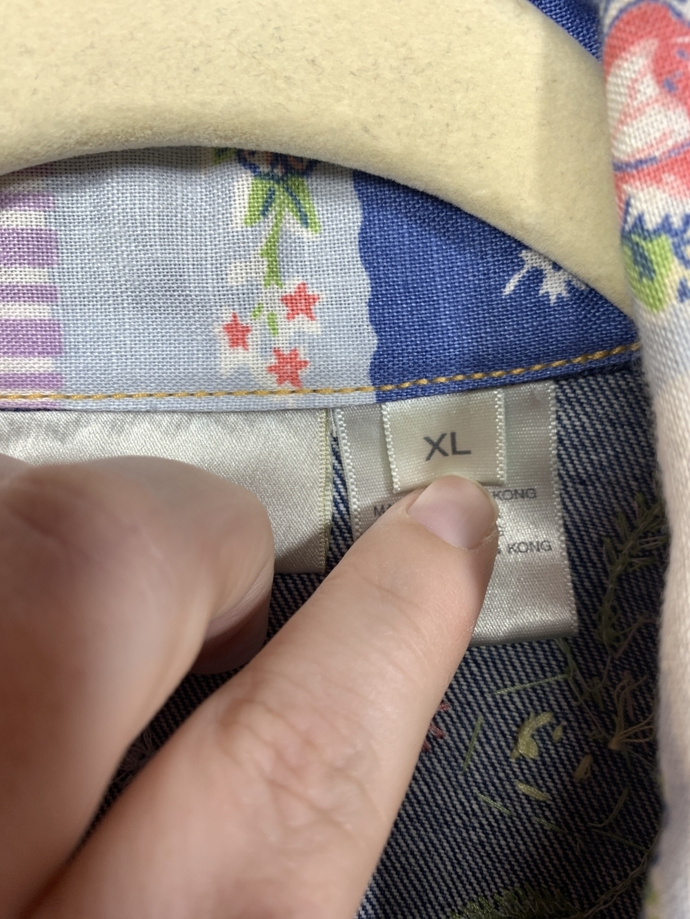 Susan Bristol Blue Denim Jacket with Pastel Floral Bow Patchwork Trim - Picture 5 of 13